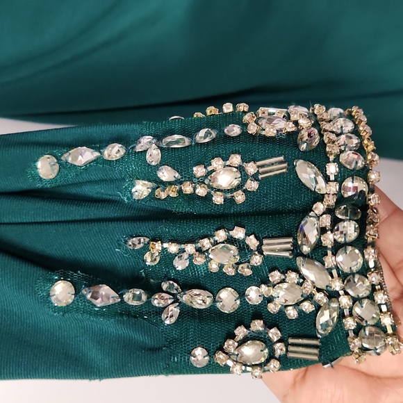 Mac Duggal Beaded cuff drop shoulder faux wrap gown - Picture 8 of 15